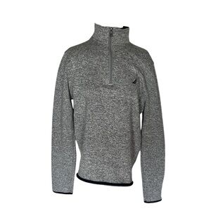 Nautica Gray Zip Up Sweater Classic Knit